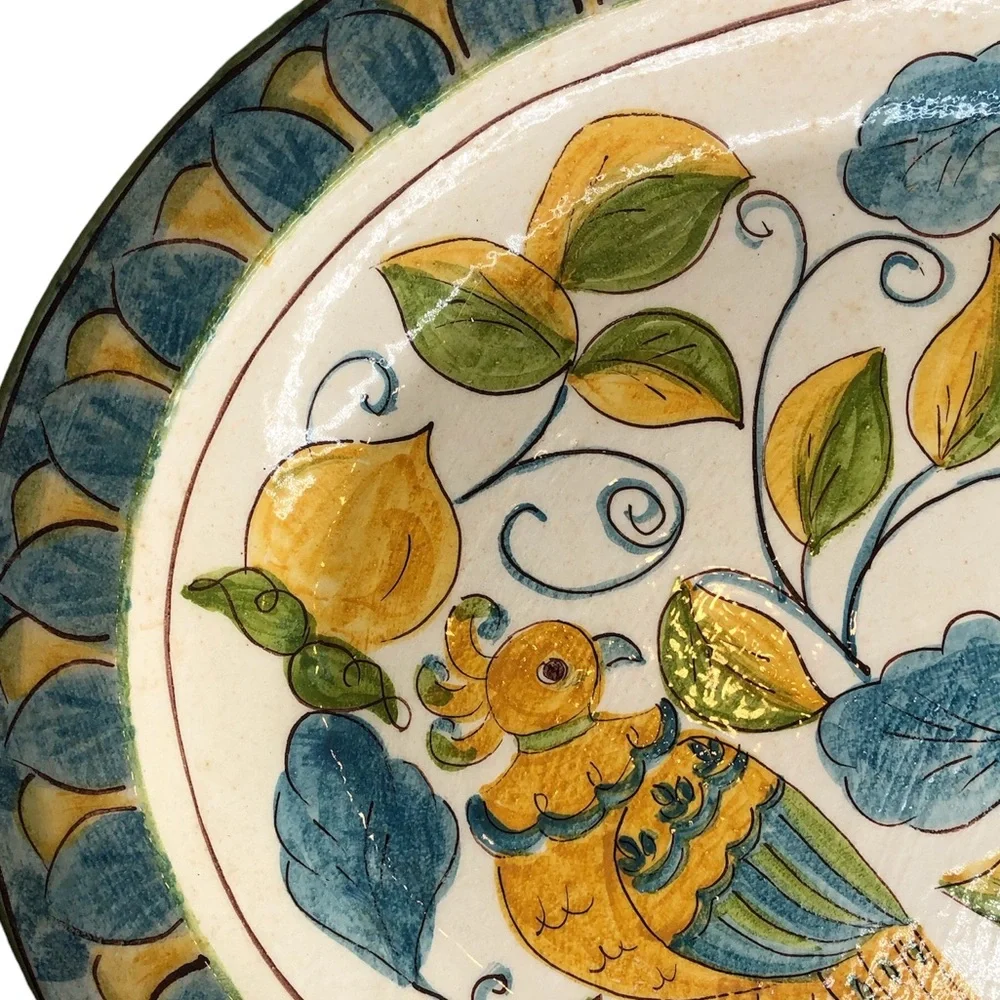 Pottery Barn Handpainted Italian Large Platter with Decorative Birds New NWT